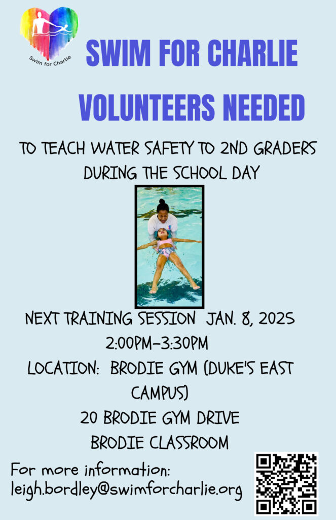 Swim for Charlie Volunteers needed flyer